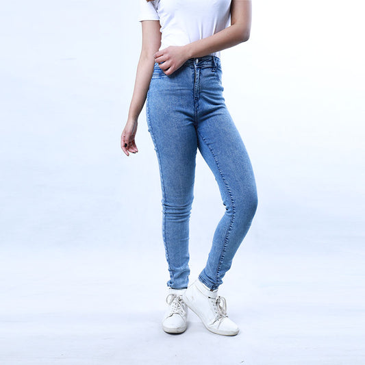 High Rise Jean Leggings (Blue-Light wash)