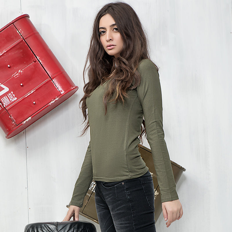 Long-Sleeve V Tee (Olive)