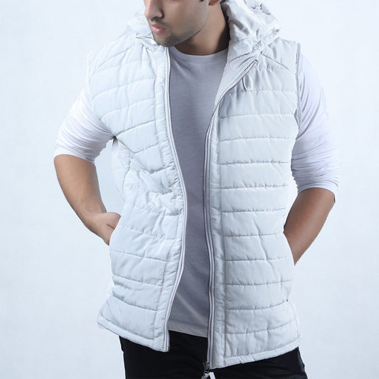 Sleeveless Puffer Jacket (White)